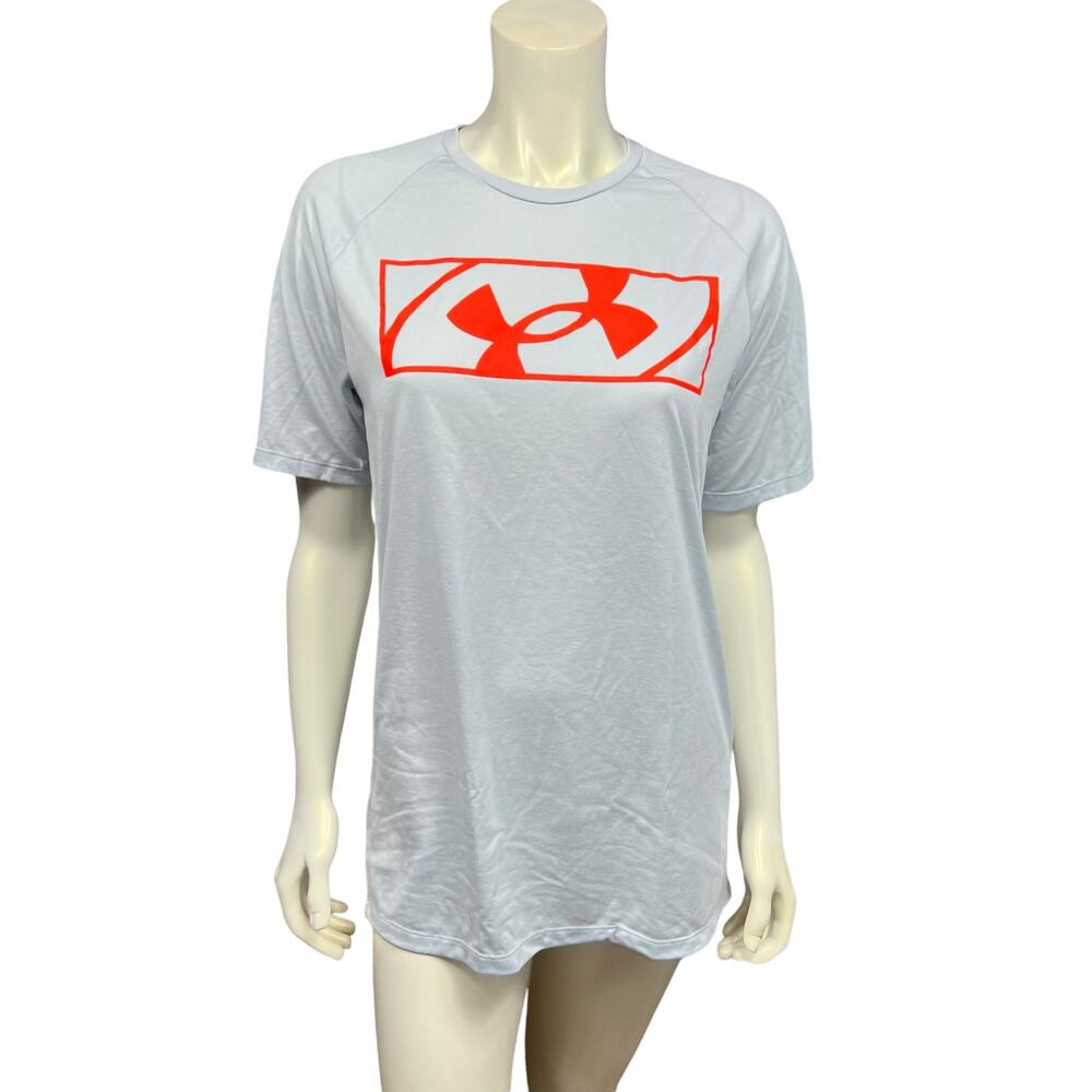 Men's Grey and Orange Under Armour T-Shirt